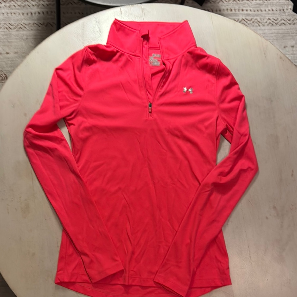 Under Armour Fitted Long Sleeve Polo in Orange and Pink